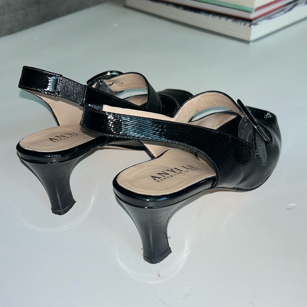 Black Anyi Lu Heels, glossy finish, genuine leather